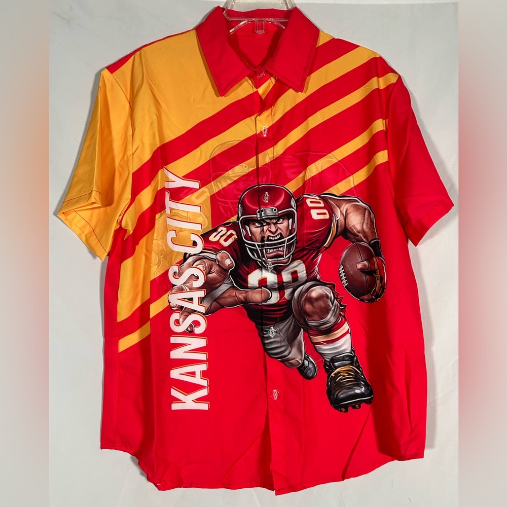 NFL KANSAS CITY CHIEFS FOOTBALL KELCE MAHOMES POLO  FOOTBALL SHIRT MENS XL